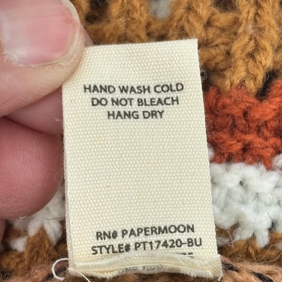 Gilded Intent Womens Crochet Fringe Sweater Multi Color Stripe PT17420-BU Medium - Picture 7 of 8